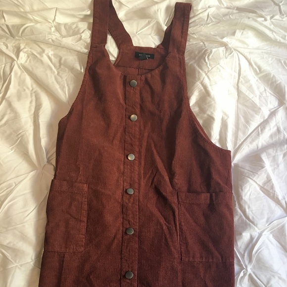 New Look Dresses & Skirts - Rust/burgundy corduroy pinafore dress size 14